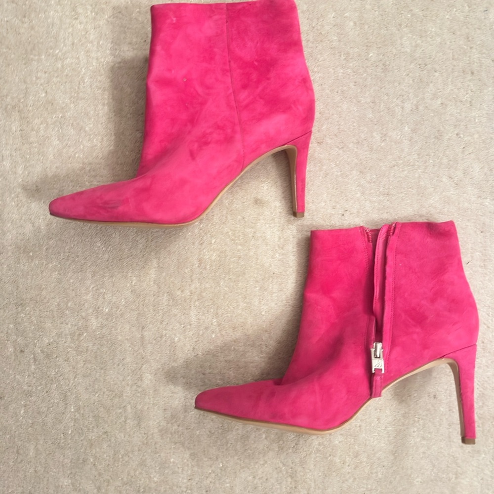 Women's Pink Suede Ankle Boots